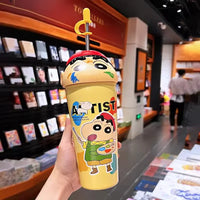 Shinichan Kasukabe 3D Head Insulated Straw Cup (600 ml)