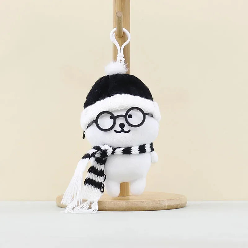 Winter Geek Bear Plush Keychain
