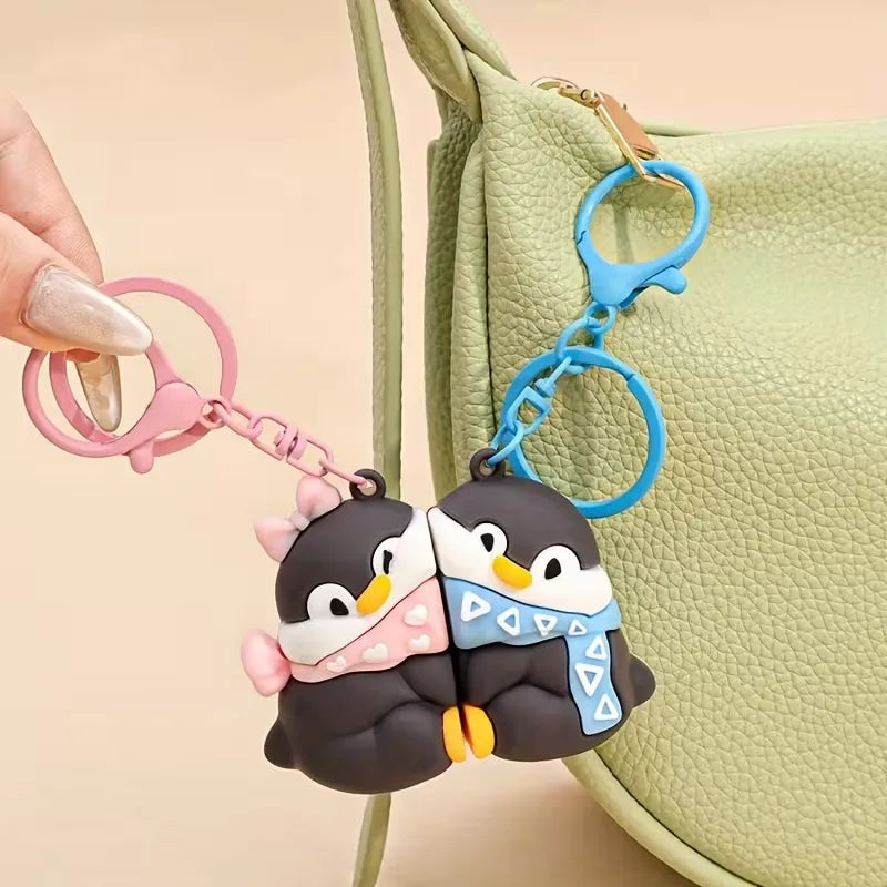 Sweet Penguin Couple Magnetic Keychain