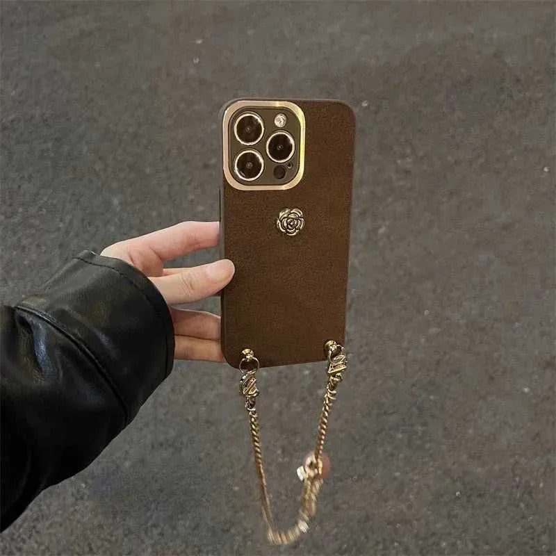 Vintage Rose Golden Ball Crossbody Case (For iPhone)