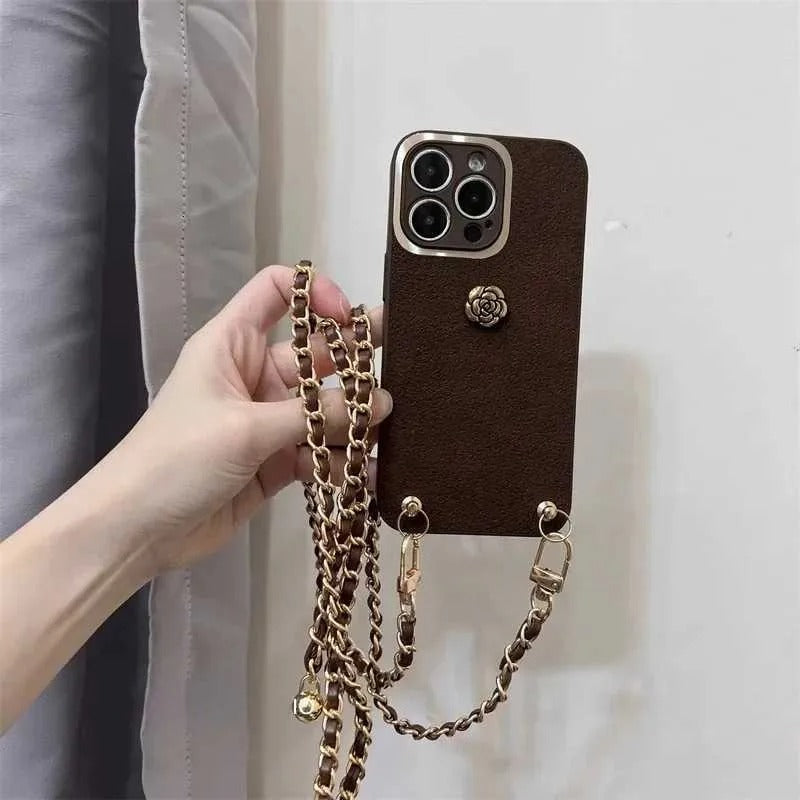 Vintage Rose Golden Ball Crossbody Case (For iPhone)
