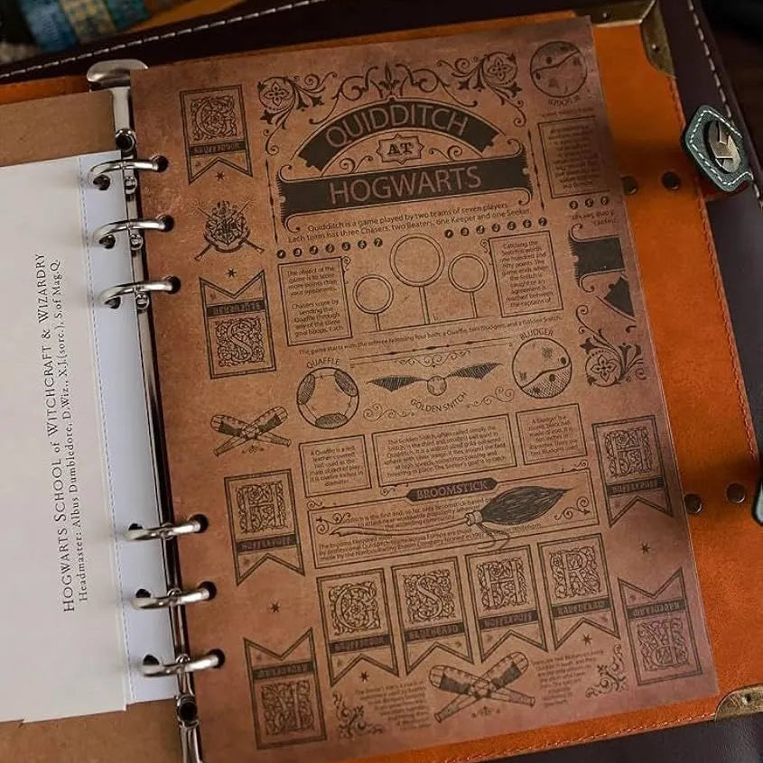 Notebook with 'Quidditch at Hogwarts' design on the cover