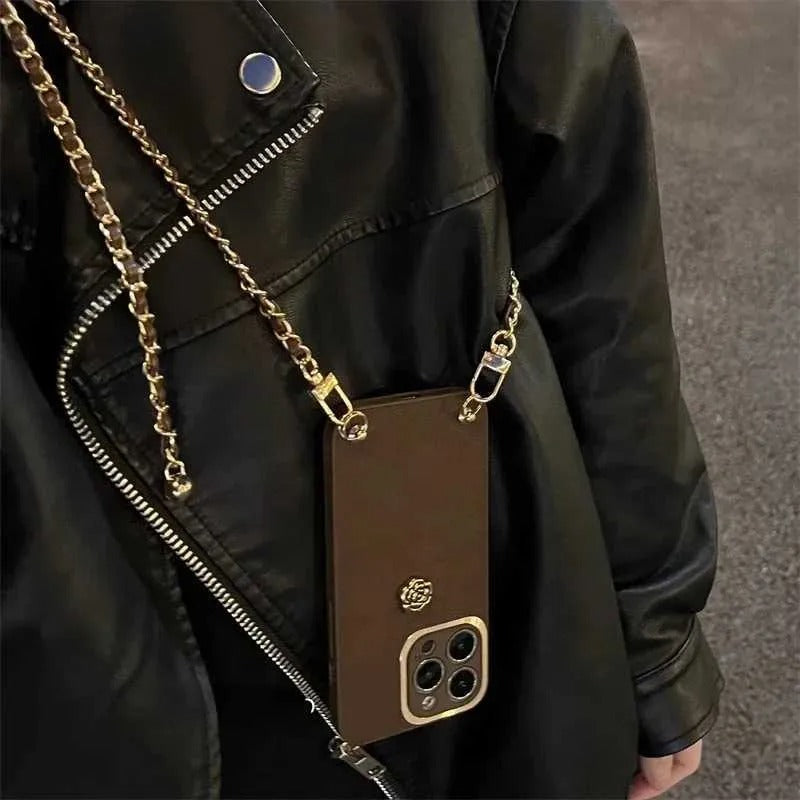 Vintage Rose Golden Ball Crossbody Case (For iPhone)