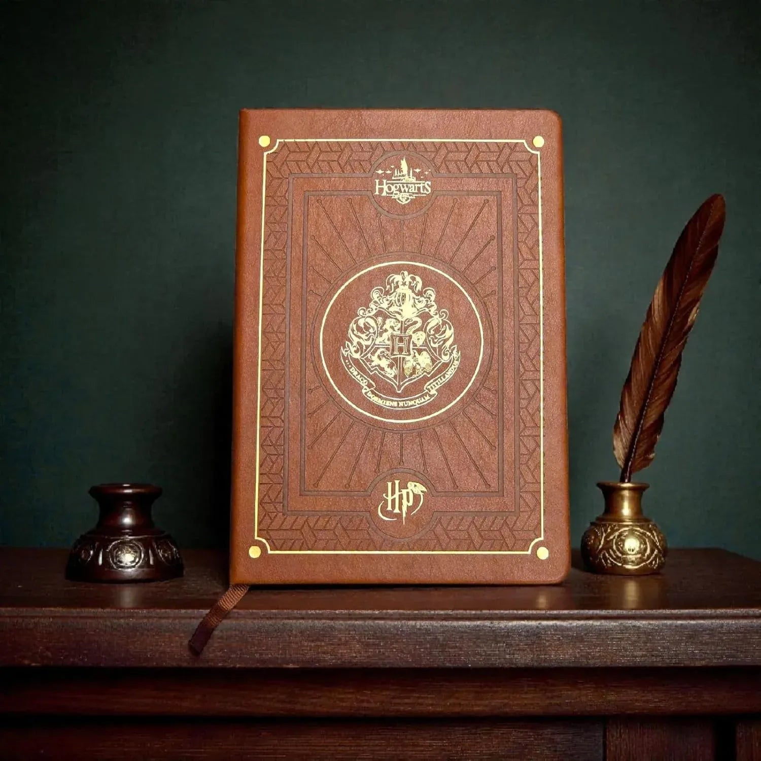 Vintage Hogwarts Crest Faux Leather A5 Journal