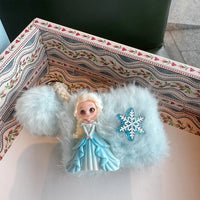 Fluffy Elsa Plush Charm Keychain