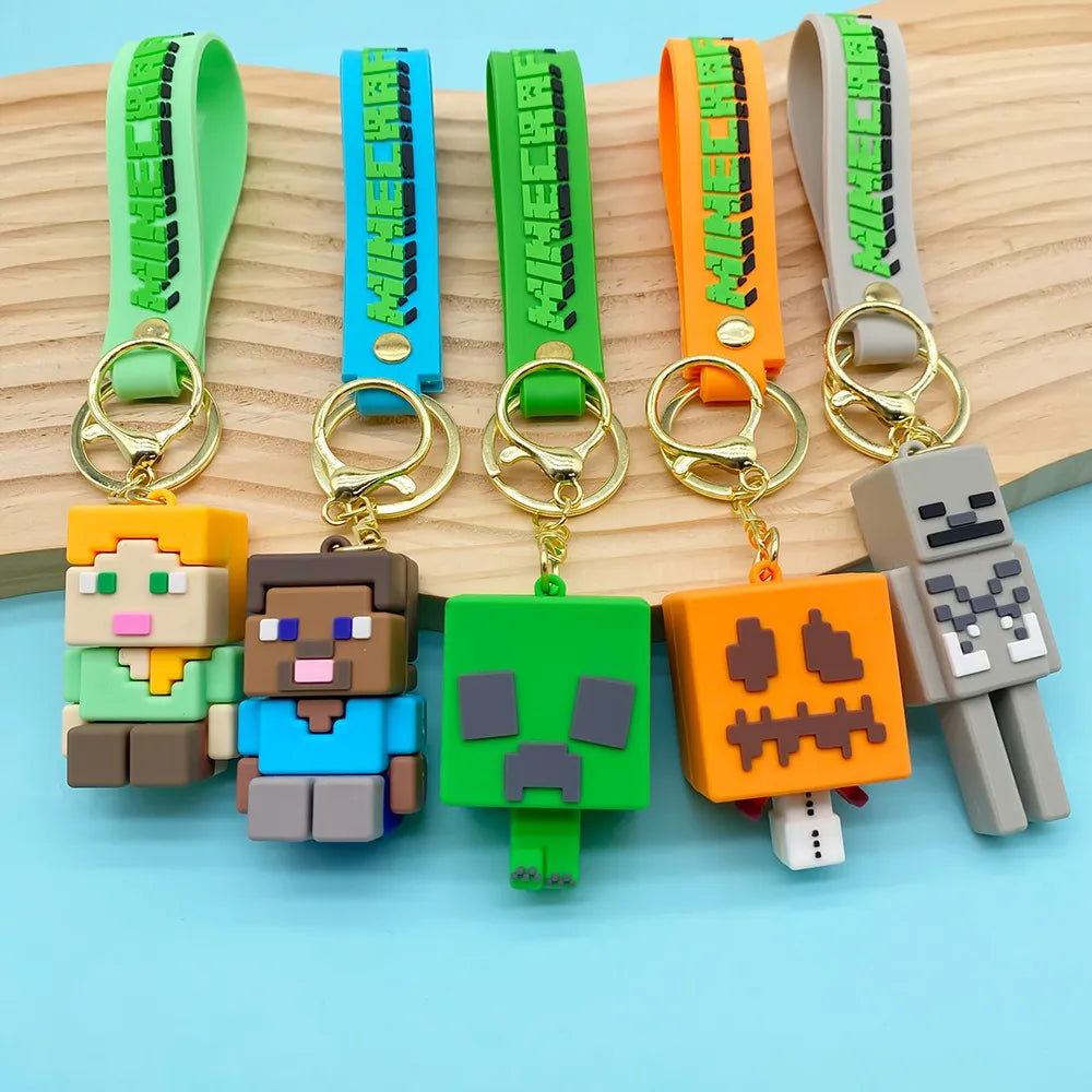 Minecraft 3D Block Mobs Silicone Keychain
