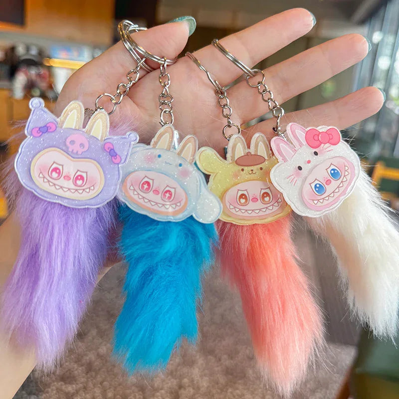 Labubu Fur Tail Charm Keychain