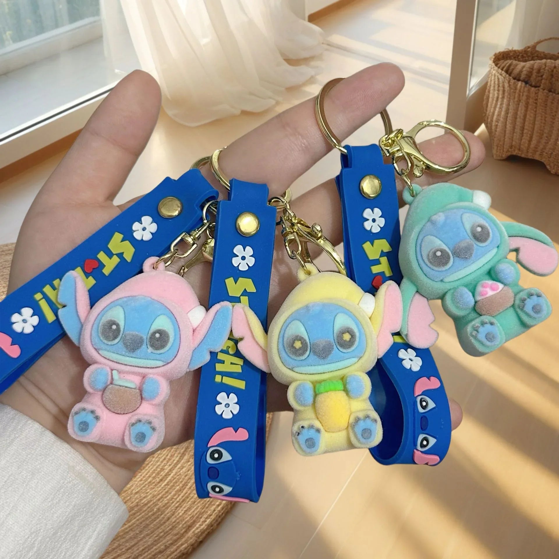Stitch Snack Attack Flocked Keychain