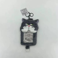 Grumpy Lucifer Cat Plush ID Keychain