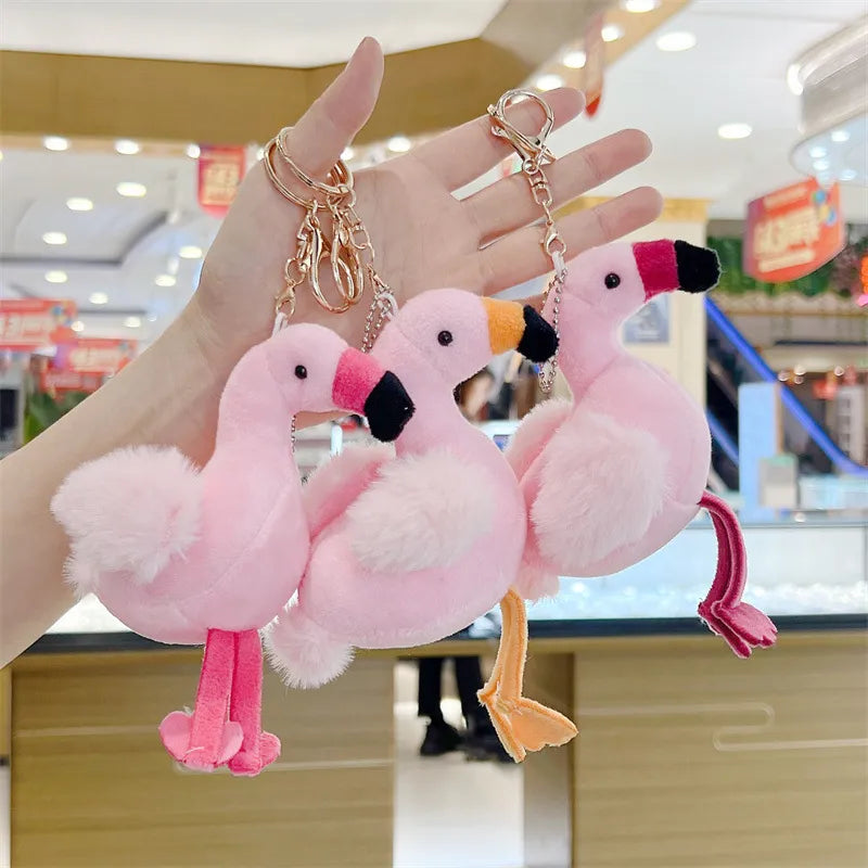 Flamingo Soft Feathers Plush Keychain