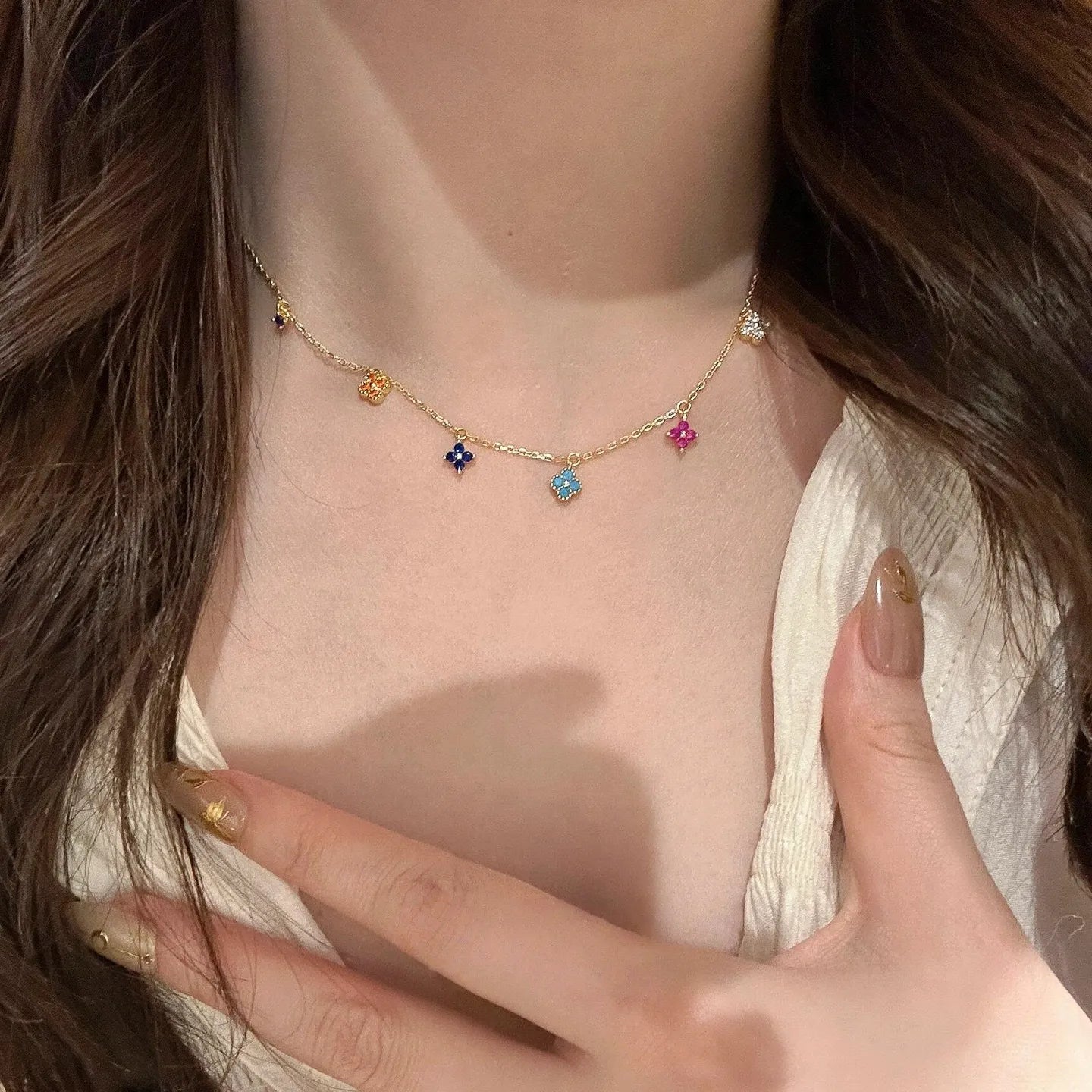 Monogram Luxe Premium S925 Colorful Station Necklace