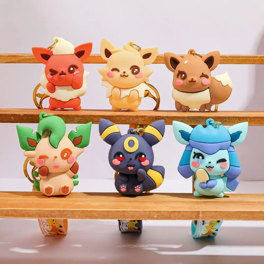 Pokemon Eeveelutions Chibi 3D Silicone Keychain