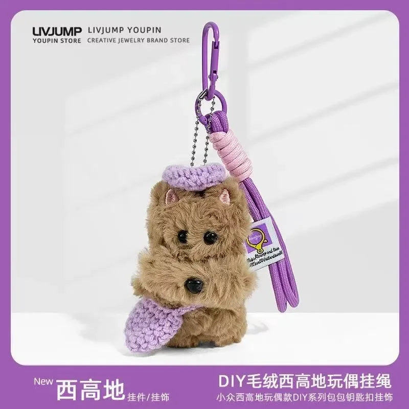 Soft Schnauzer Knitted Style Keychain