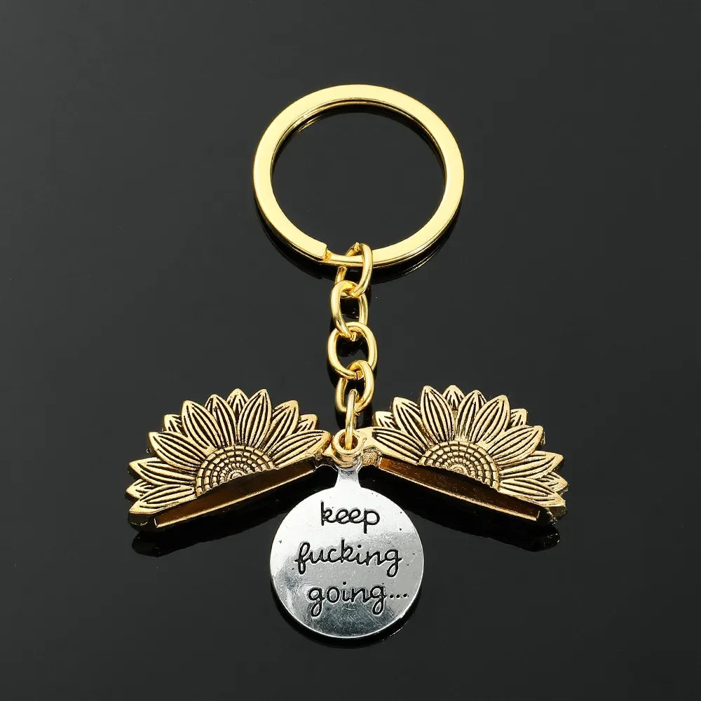 Vintage Sunflower Motivational Boost Keychain