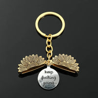 Vintage Sunflower Motivational Boost Keychain