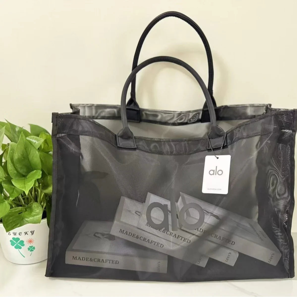 Black Alo Transparent Mesh Bag
