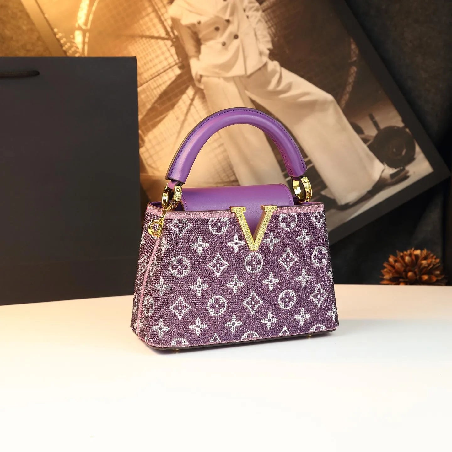 Prism Monogram Luxe Leather Satchel