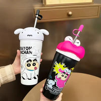 Shinichan Kasukabe 3D Head Insulated Straw Cup (600 ml)