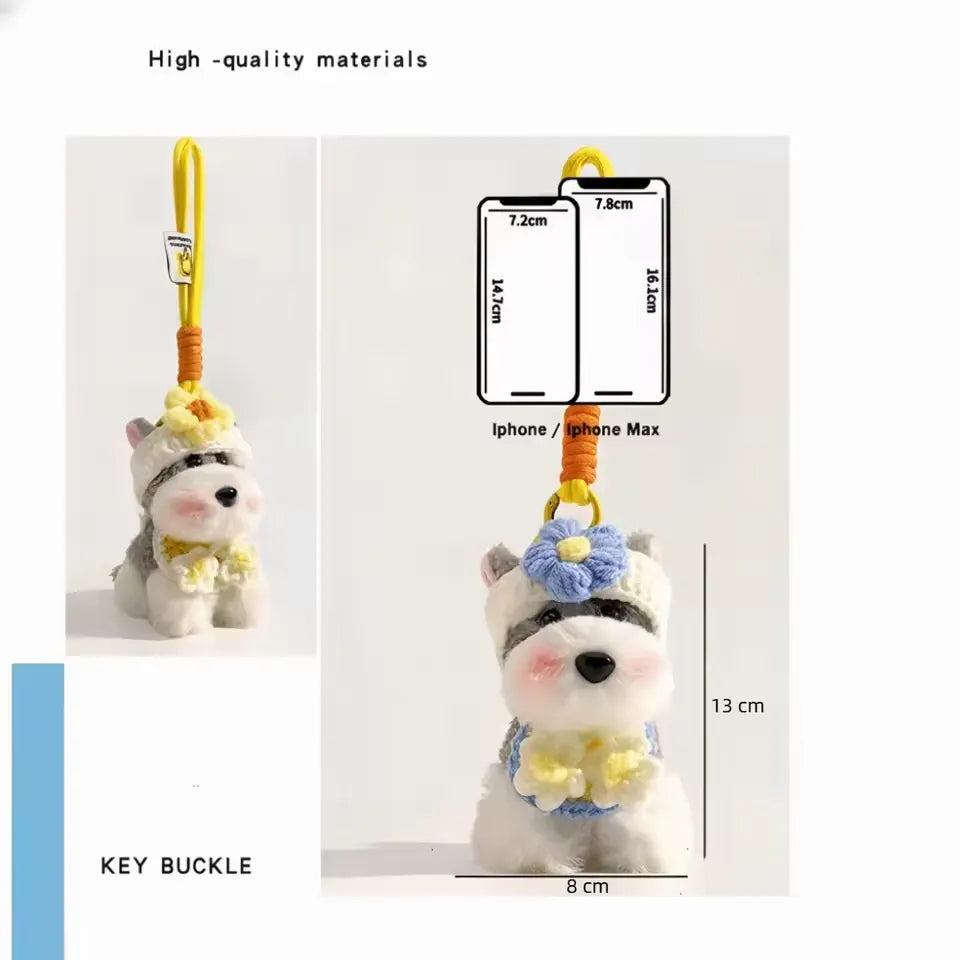 Blossom-Bound Schnauzer Dog Premium Keychain