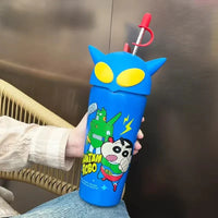Shinichan Kasukabe 3D Head Insulated Straw Cup (600 ml)