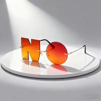 NO Letter Rimless Iridescent Glasses