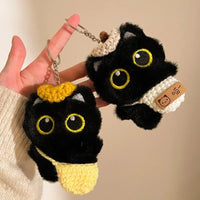 Black Hero Cat Plush Keychain
