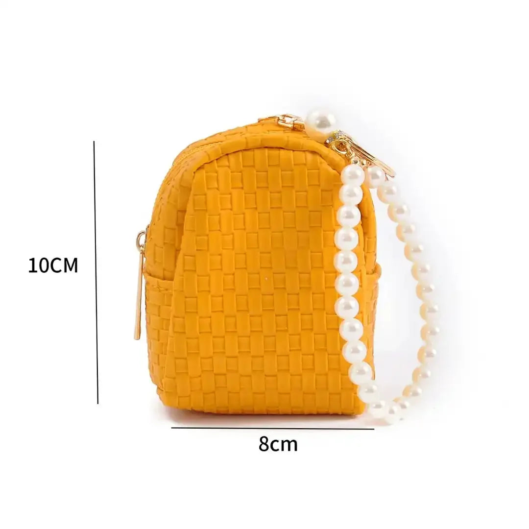 Checkered Pearls Coin Pouch Keychain