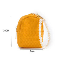 Checkered Pearls Coin Pouch Keychain