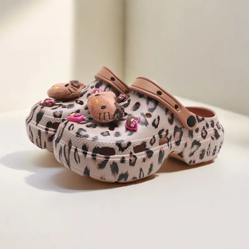 Hello Kitty Leopard Print Casual Comfortable Clogs