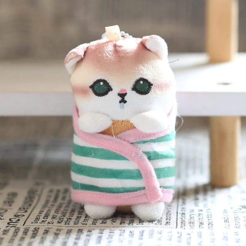 Mofusand Swaddled Kitten Plush Keychains
