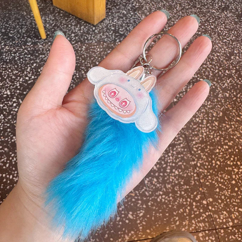 Labubu Fur Tail Charm Keychain