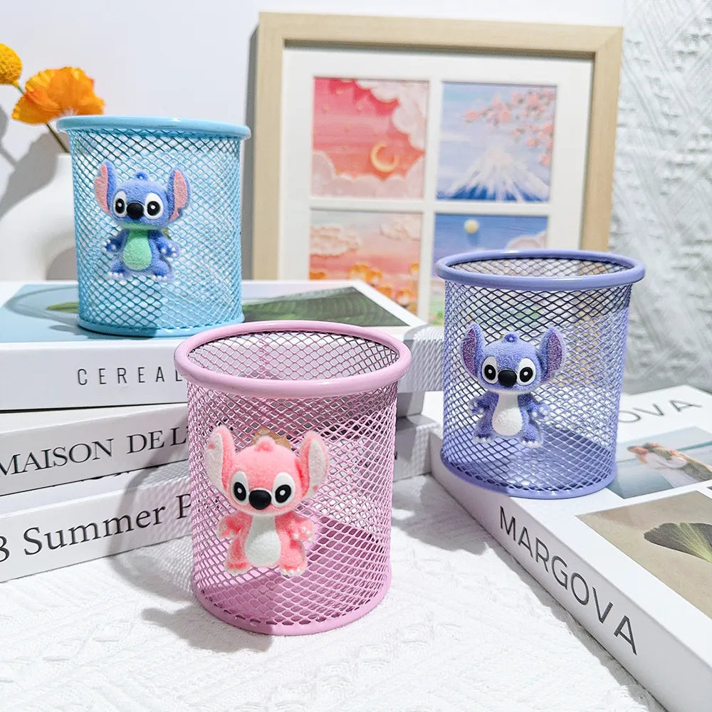 Stitch Pastel Wire Mesh Desktop Pen Organizer
