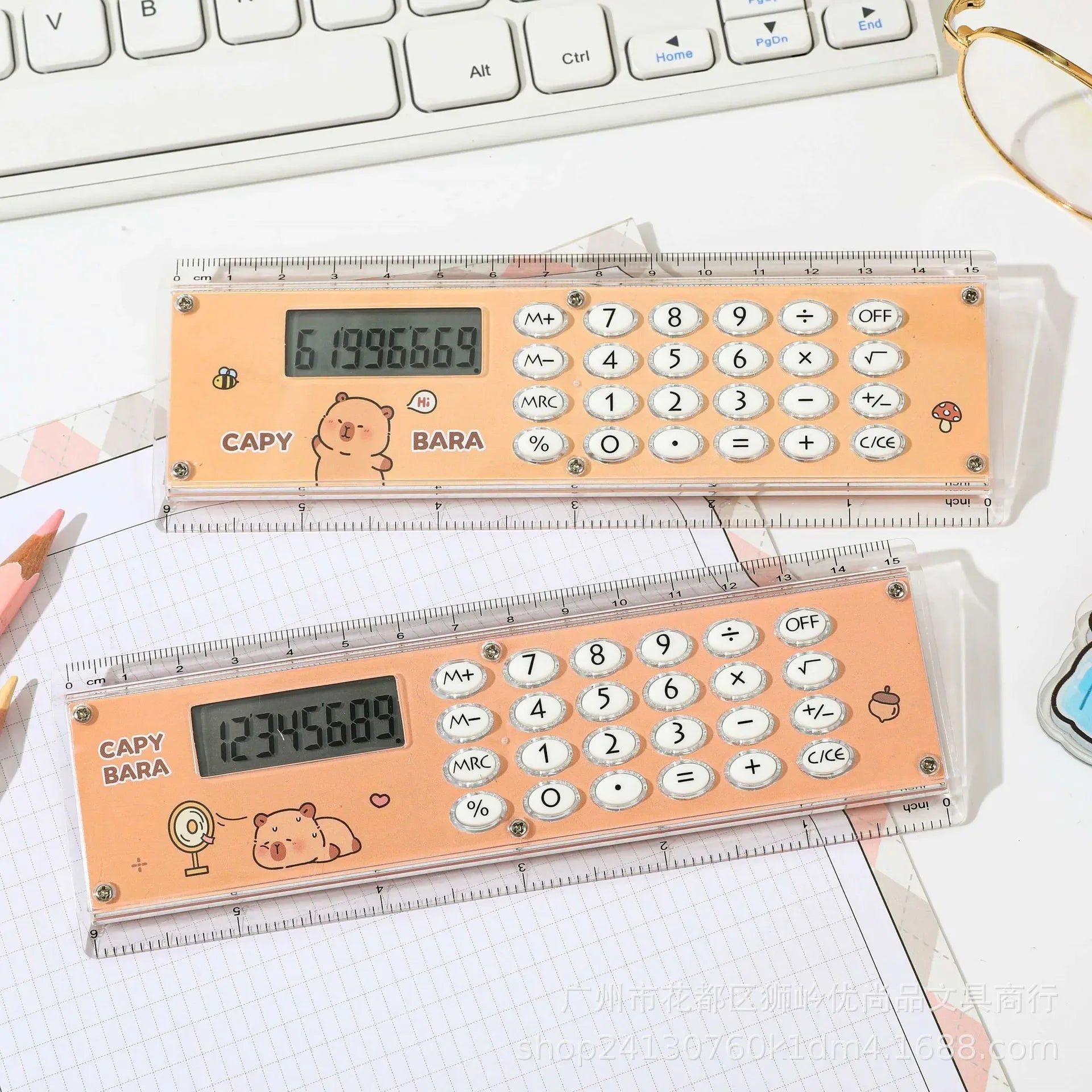 Capybara Joy 2 in 1 Ruler & Calculator