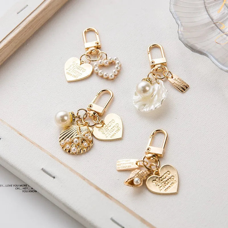 Baroque Pearl & Coastal Seashell Gold Charms