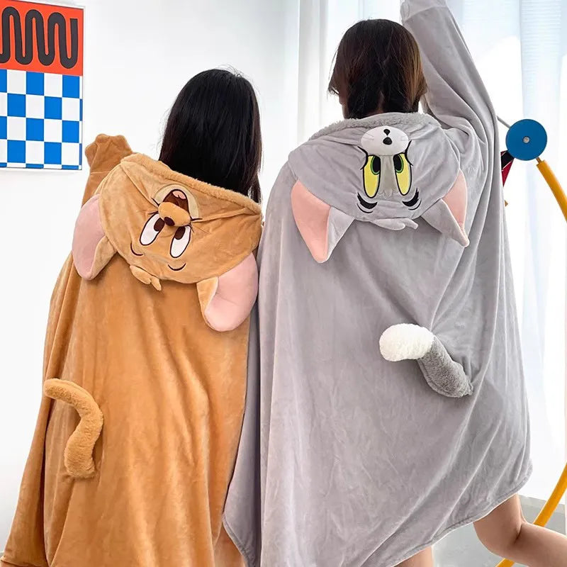 T&J Cozy Fleece Hooded Cloak Blanket