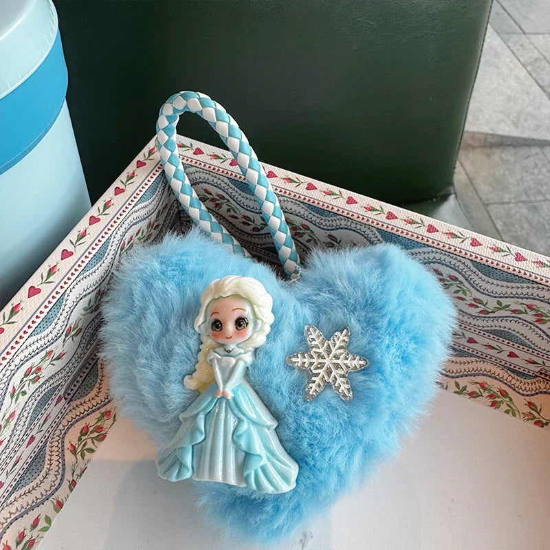 Fluffy Elsa Plush Charm Keychain
