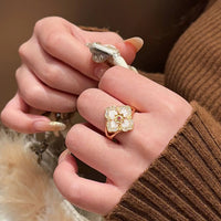 Four-Leaf Clover Mother of Pearl Ring