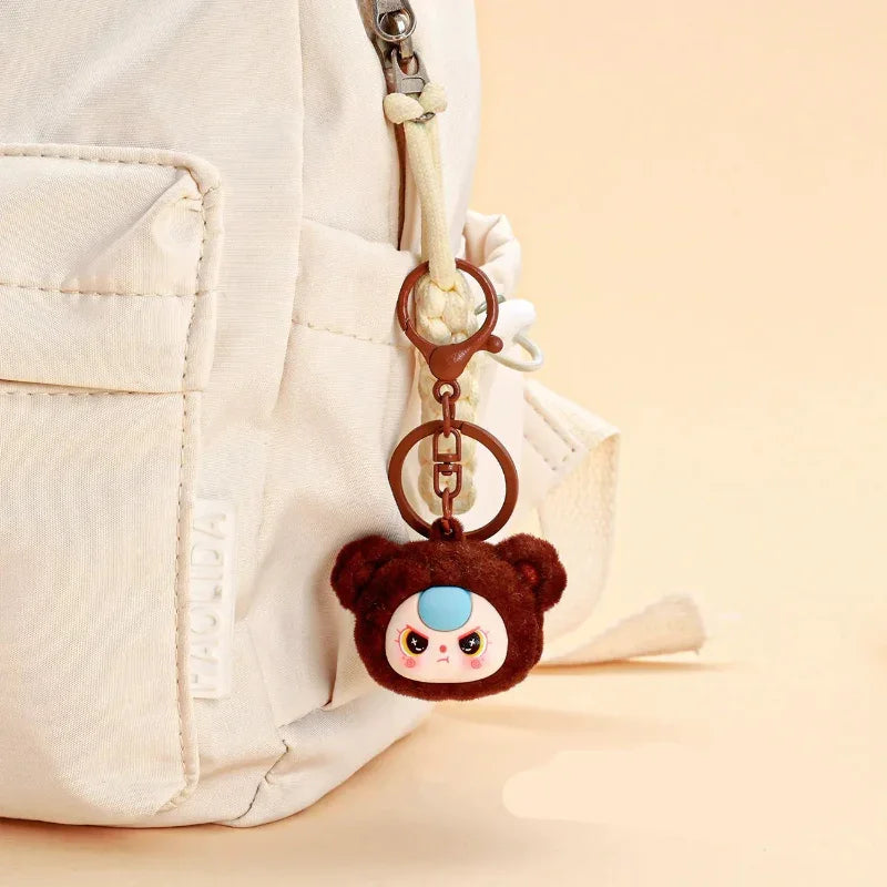 Baby Three Head Flocked Keychain
