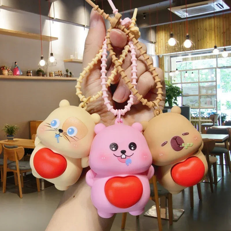 Cartoon Heart Burst Squishy Keychain