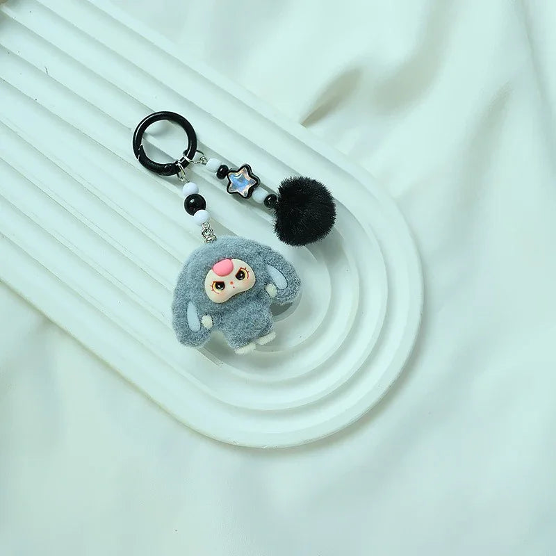 Baby Three Floppy Ears Flocked Keychain