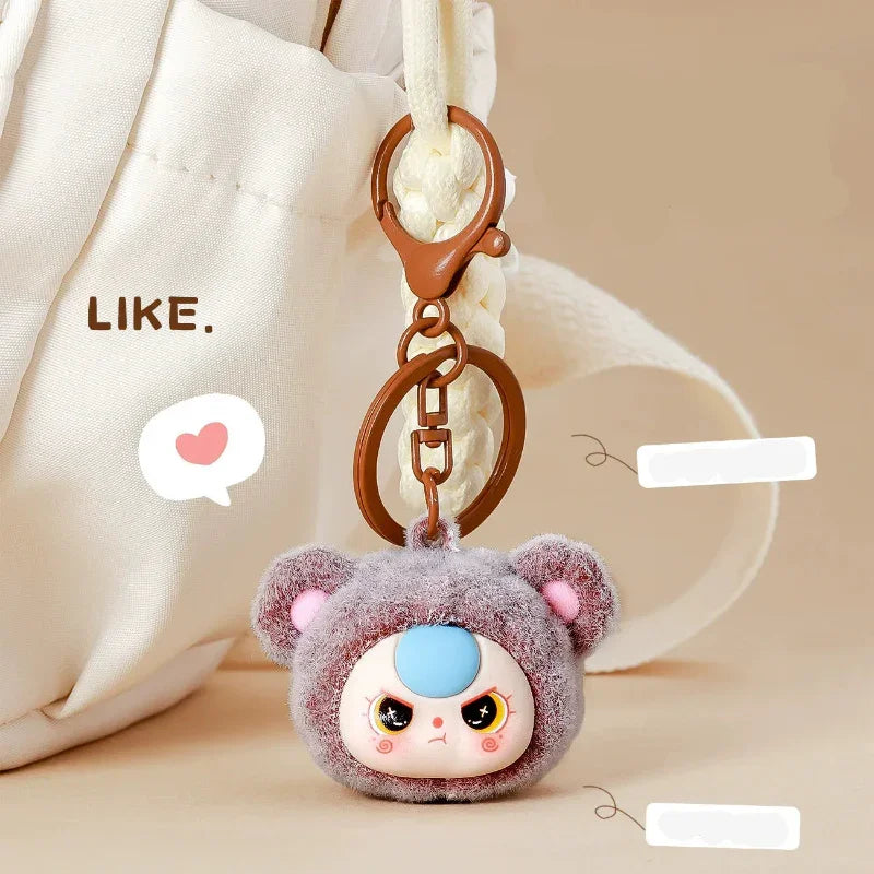 Baby Three Head Flocked Keychain