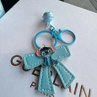 Stitch Leather Bow Charm Keychain