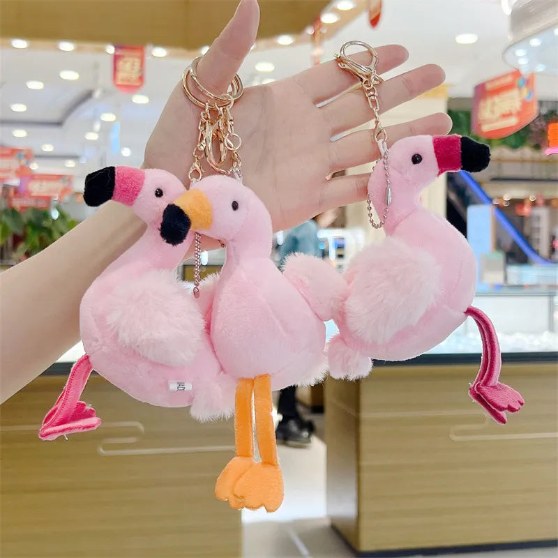 Flamingo Soft Feathers Plush Keychain