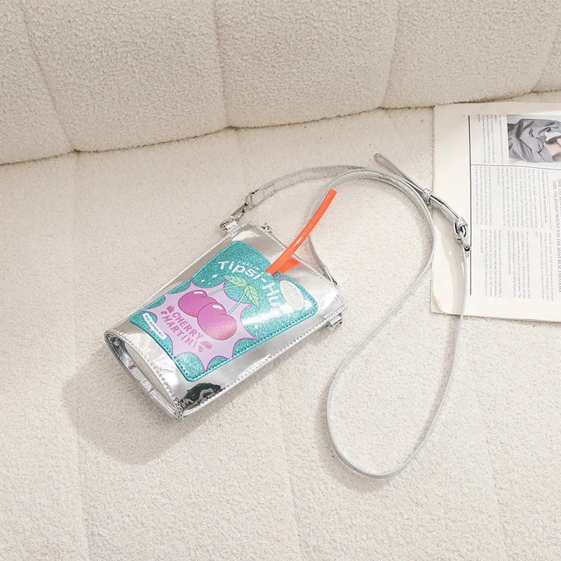 Cherry Martini Novelty Drink Crossbody Bag