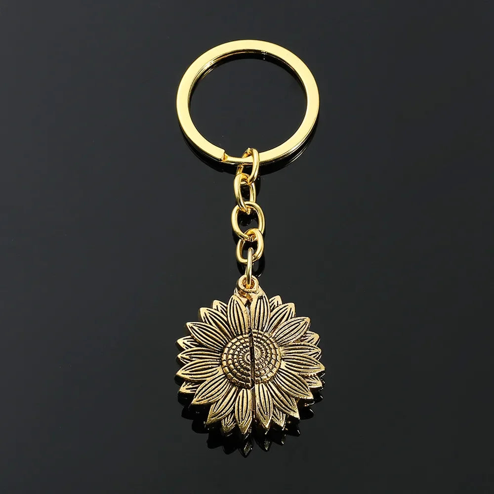 Vintage Sunflower Motivational Boost Keychain