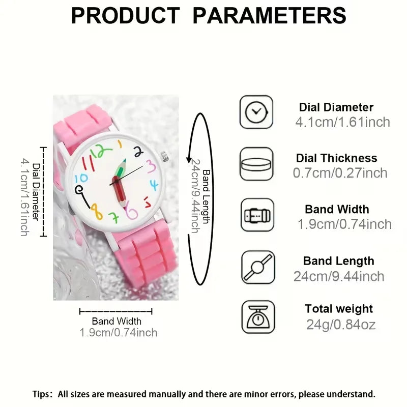 Whimsical Doodle Palette Pencil Pointer Quartz Watch