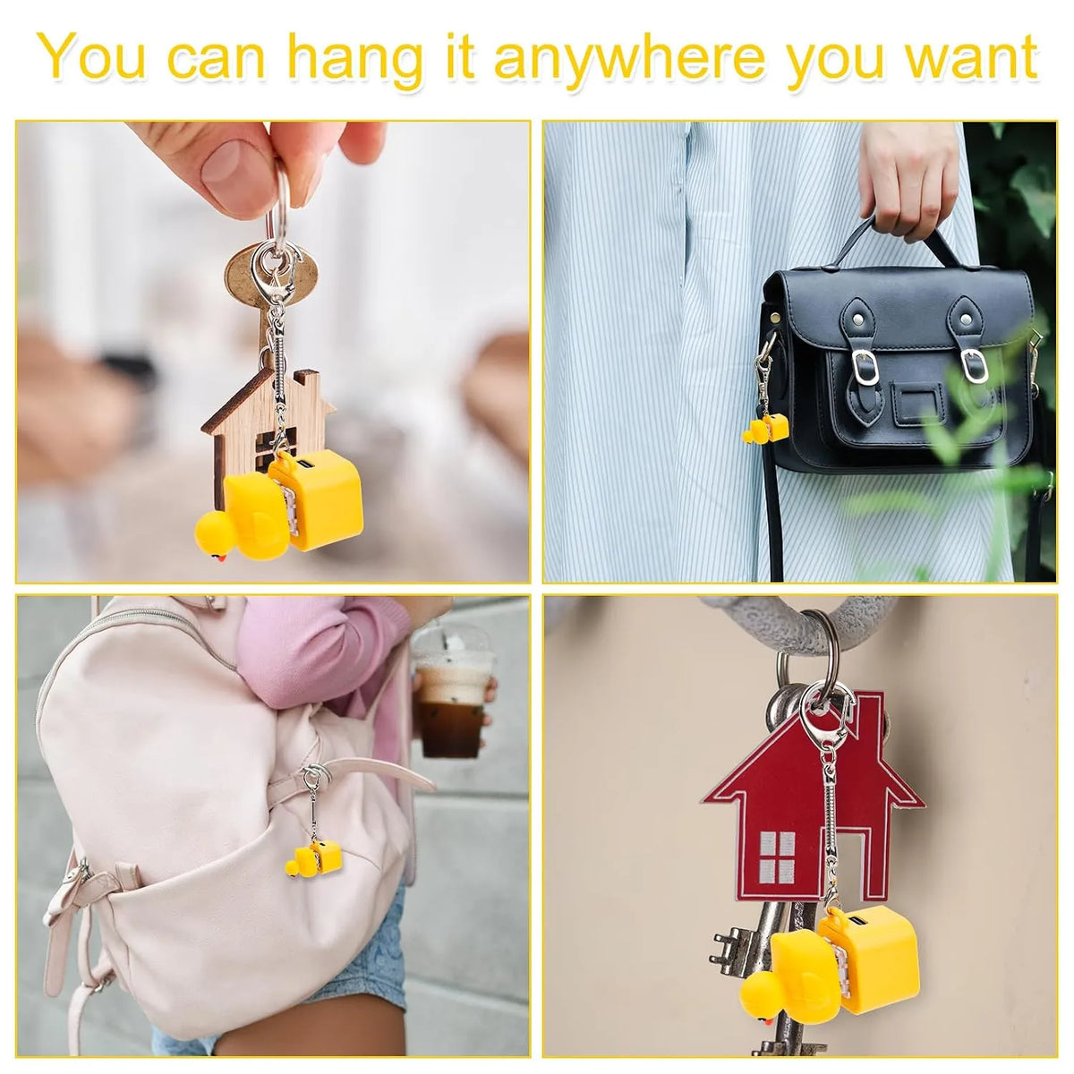 Yellow Quacking Duck Interactive Fidget Keychain
