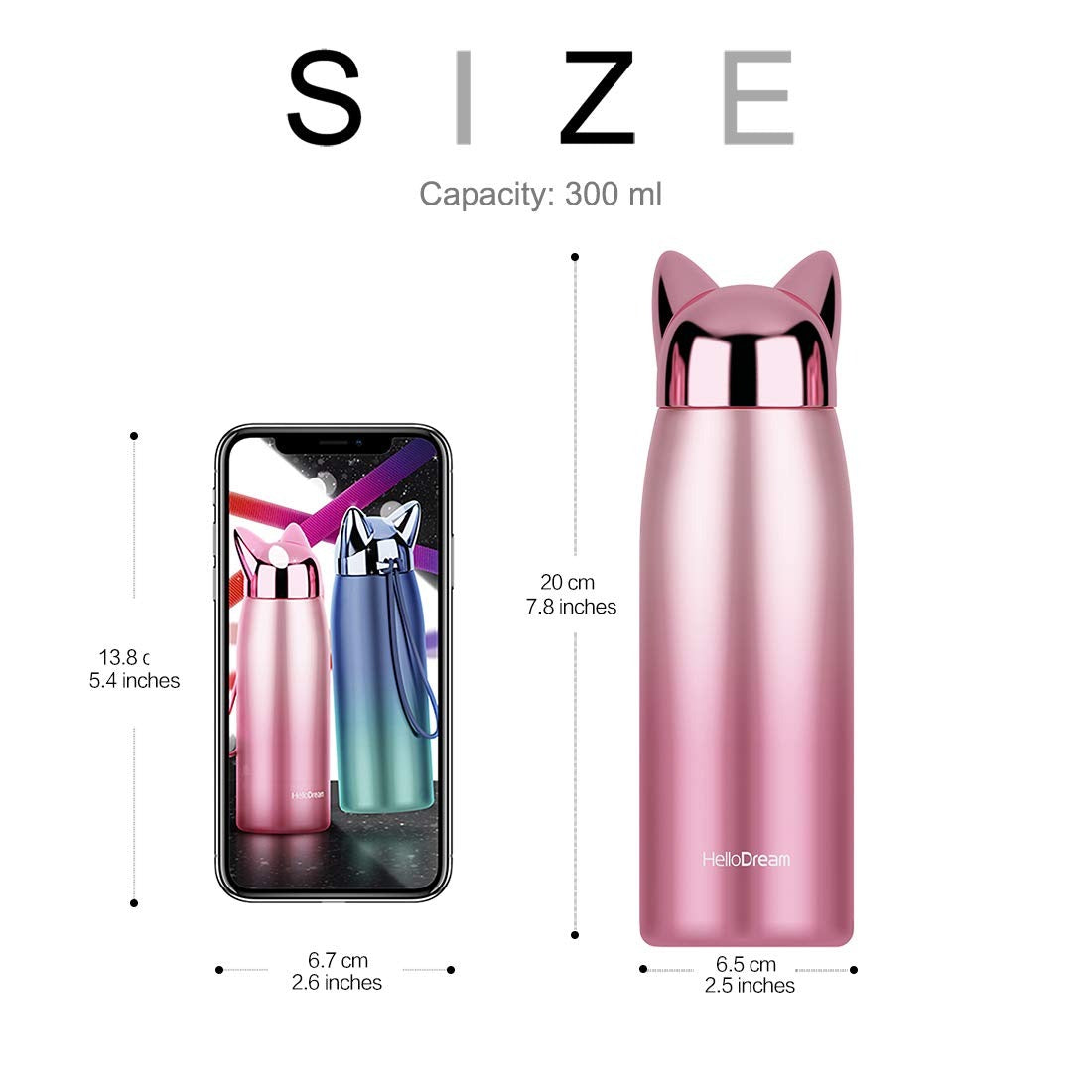 Cute Cat Fox Ears Insulated Bottle (300 ml)