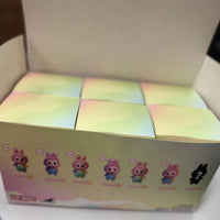 Colorful box with cartoon characters on a white background