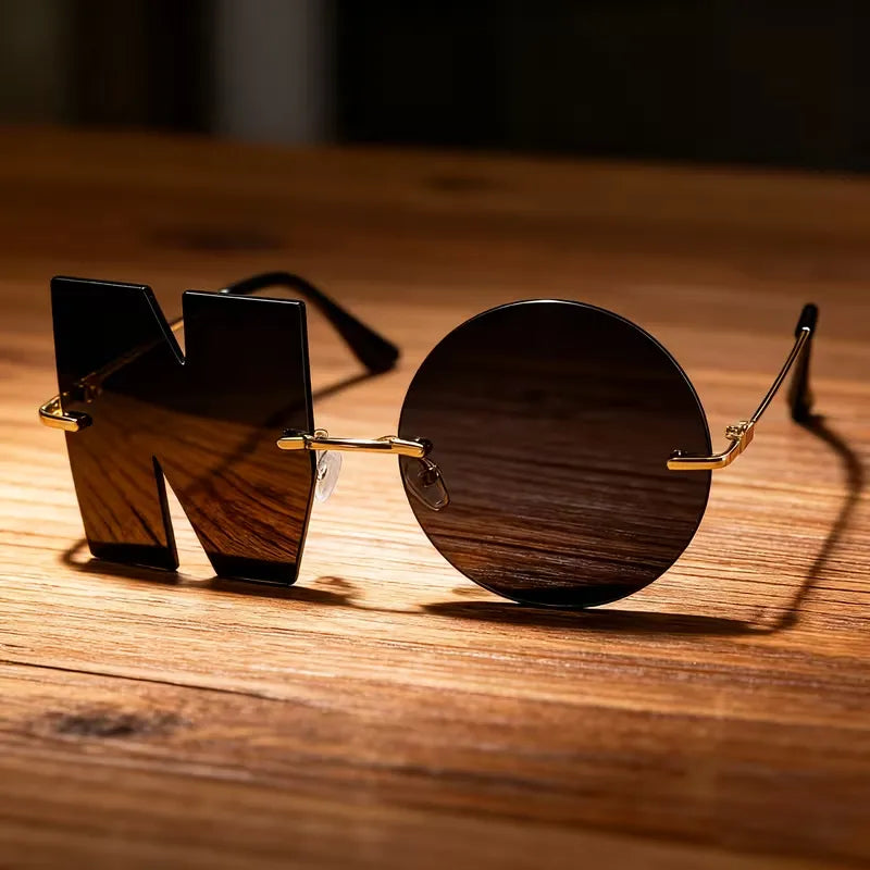 NO Letter Rimless Iridescent Glasses